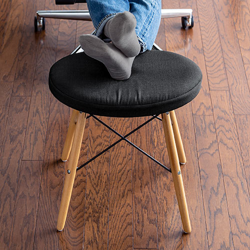 オットマン（足置き台・スツール・一人掛けイス・リラックス・キャスターなし・木目フレーム・W465・ブラック）