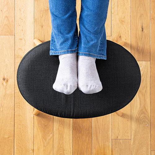 オットマン（足置き台・スツール・一人掛けイス・リラックス・キャスターなし・木目フレーム・W465・ブラック）