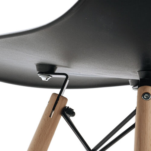 シェルチェア（樹脂製・木製脚・イームズチェア・ダイニングチェア・デザインチェア・ブラック）