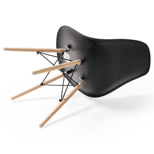 シェルチェア（樹脂製・木製脚・イームズチェア・ダイニングチェア・デザインチェア・ブラック）