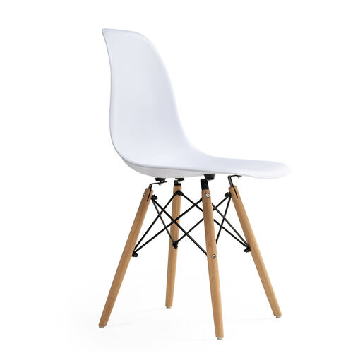 シェルチェア（樹脂製・木製脚・イームズチェア・ダイニングチェア・デザインチェア・ホワイト）