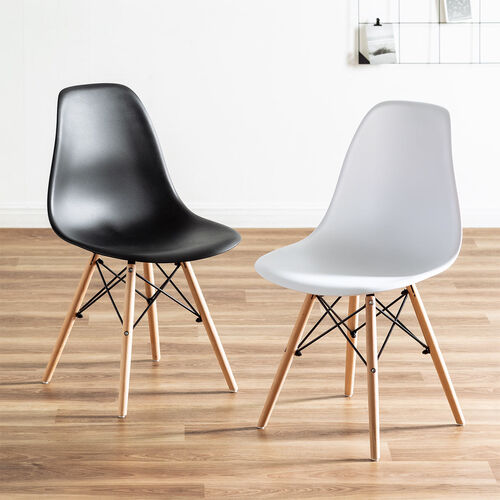 シェルチェア（樹脂製・木製脚・イームズチェア・ダイニングチェア・デザインチェア・ホワイト）