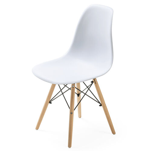シェルチェア（樹脂製・木製脚・イームズチェア・ダイニングチェア・デザインチェア・ホワイト）