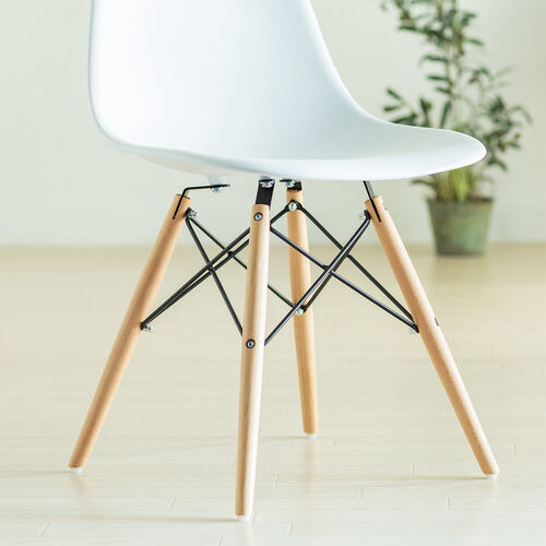 シェルチェア（樹脂製・木製脚・イームズチェア・ダイニングチェア・デザインチェア・ホワイト）