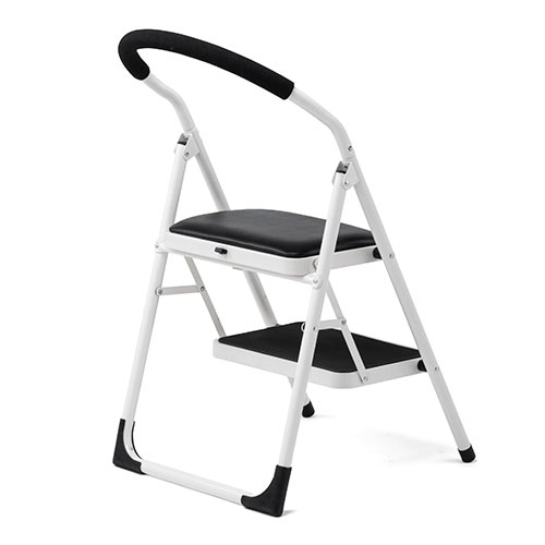 踏み台（折りたたみ・トラック荷台昇降・トラック昇降設備・ステップ・ステップスツール・クッション付・椅子・2段・滑り止め・ブラック） SNCH002BK