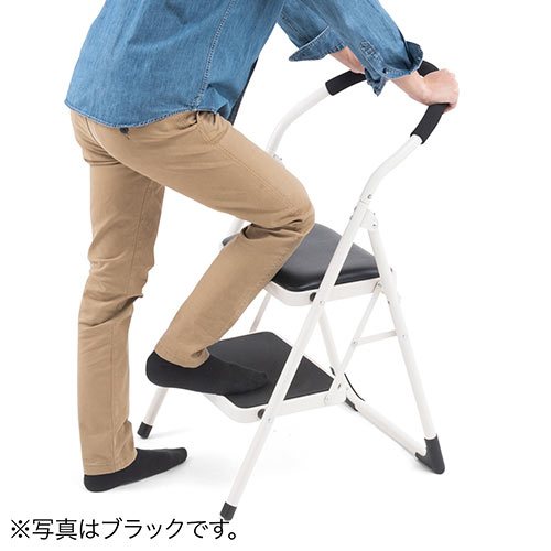 踏み台（折りたたみ・トラック荷台昇降・トラック昇降設備・ステップ・ステップスツール・クッション付・椅子・2段・滑り止め・グリーン） SNCH002G