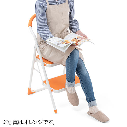 踏み台（折りたたみ・トラック荷台昇降・トラック昇降設備・ステップ・ステップスツール・クッション付・椅子・2段・滑り止め・グリーン） SNCH002G