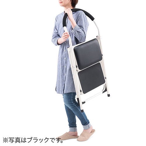 踏み台（折りたたみ・トラック荷台昇降・トラック昇降設備・ステップ・ステップスツール・クッション付・椅子・2段・滑り止め・グリーン） SNCH002G