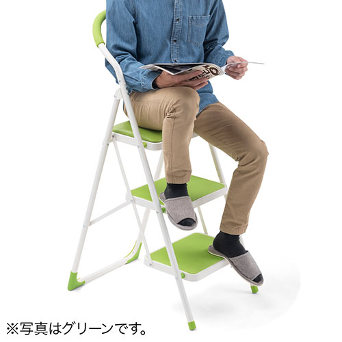 踏み台（折りたたみ・トラック荷台昇降・トラック昇降設備・ステップ・ステップスツール・ステップラダー・クッション付・椅子・3段・滑り止め・ブラック） SNCH003BK