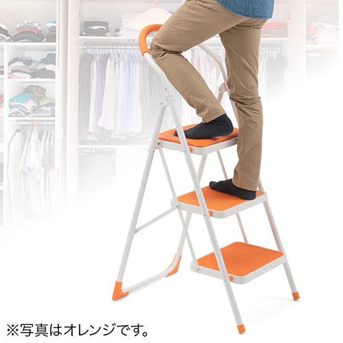 踏み台（折りたたみ・トラック荷台昇降・トラック昇降設備・ステップ・ステップスツール・ステップラダー・クッション付・椅子・3段・滑り止め・グリーン） SNCH003G