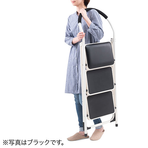 踏み台（折りたたみ・トラック荷台昇降・トラック昇降設備・ステップ・ステップスツール・ステップラダー・クッション付・椅子・3段・滑り止め・グリーン） SNCH003G