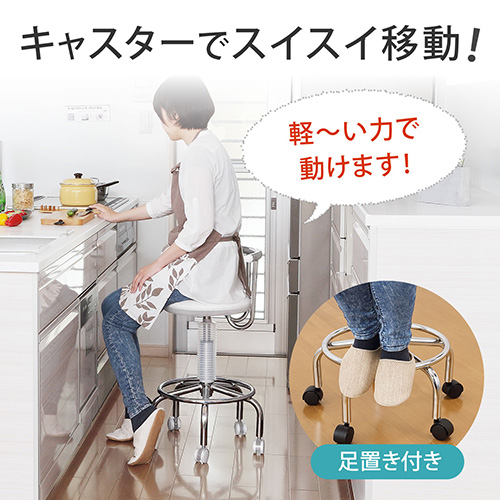 【アウトレット・中古・セール】2WAYカウンターチェア（キャスター・アジャスター両対応・バーカウンター・腰痛対策・回転椅子・ブラック）