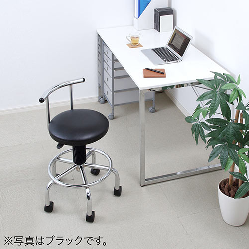 2WAYカウンターチェア（カットチェア・キャスター・アジャスター両対応・バーカウンター・腰痛対策・回転椅子・ホワイト）