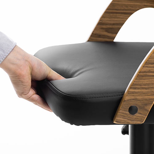 曲木オフィスチェア（ウォルナット・木製・背もたれ・座面高さ44.5cm～52cm・ガス圧昇降式・360°回転・キャスター付き）