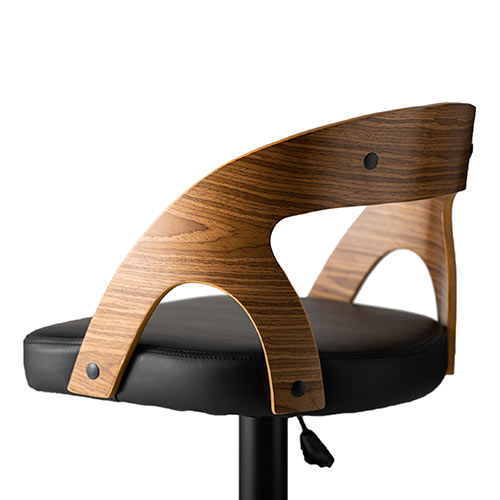 曲木オフィスチェア（ウォルナット・木製・背もたれ・座面高さ44.5cm～52cm・ガス圧昇降式・360°回転・キャスター付き）