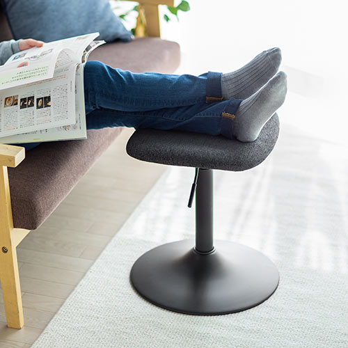 オットマン（脚置き台・固定脚仕様・キャスターなし・布張り・リラックス・ブラック）