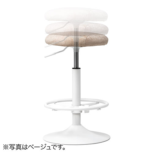 カウンターチェア（バーチェア・ハイスツール・昇降デスク・スタンディングデスク・高さ調整可能足置き・座面高さ65cm～78cm・ガス圧昇降式・360°回転・サドル型座面・グレー）