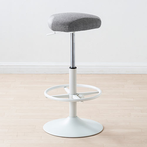 カウンターチェア（バーチェア・ハイスツール・昇降デスク・スタンディングデスク・高さ調整可能足置き・座面高さ65cm～78cm・ガス圧昇降式・360°回転・サドル型座面・グレー）