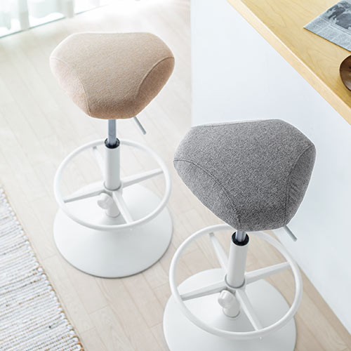 カウンターチェア（バーチェア・ハイスツール・昇降デスク・スタンディングデスク・高さ調整可能足置き・座面高さ65cm～78cm・ガス圧昇降式・360°回転・サドル型座面・グレー）