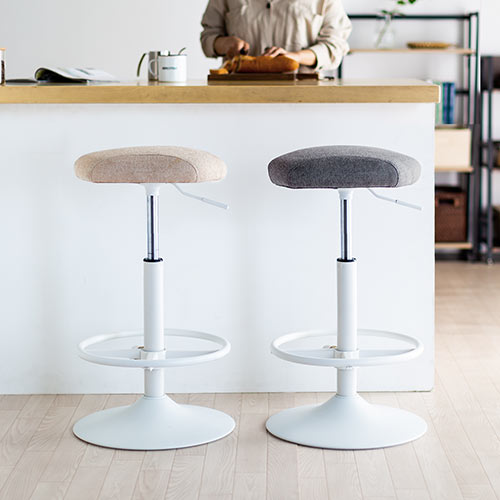 カウンターチェア（バーチェア・ハイスツール・昇降デスク・スタンディングデスク・高さ調整可能足置き・座面高さ65cm～78cm・ガス圧昇降式・360°回転・サドル型座面・グレー）