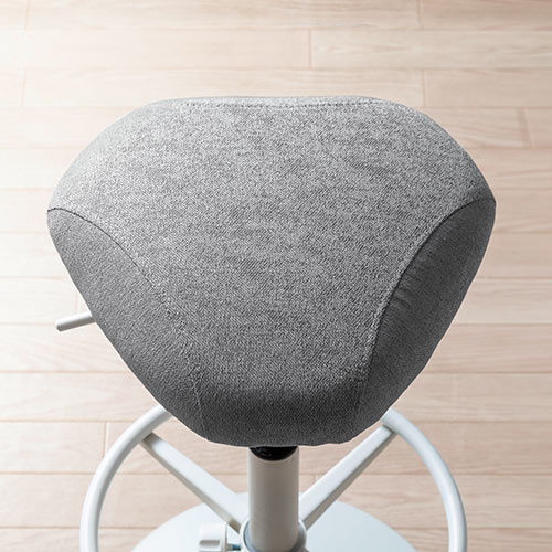 カウンターチェア（バーチェア・ハイスツール・昇降デスク・スタンディングデスク・高さ調整可能足置き・座面高さ65cm～78cm・ガス圧昇降式・360°回転・サドル型座面・グレー）