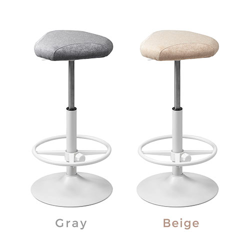 カウンターチェア（バーチェア・ハイスツール・昇降デスク・スタンディングデスク・高さ調整可能足置き・座面高さ65cm～78cm・ガス圧昇降式・360°回転・サドル型座面・グレー）