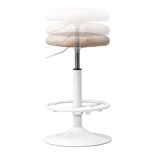 カウンターチェア（バーチェア・ハイスツール・昇降デスク・スタンディングデスク・高さ調整可能足置き・座面高さ65cm～78cm・ガス圧昇降式・360°回転・サドル型座面・ベージュ）