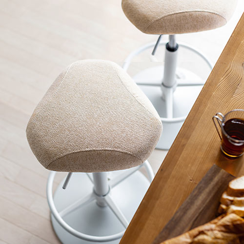 カウンターチェア（バーチェア・ハイスツール・昇降デスク・スタンディングデスク・高さ調整可能足置き・座面高さ65cm～78cm・ガス圧昇降式・360°回転・サドル型座面・ベージュ）