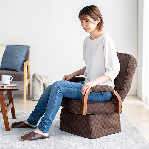 高座椅子 回転高座椅子 肘付き リクライニング 折りたたみ可能 ファブリック