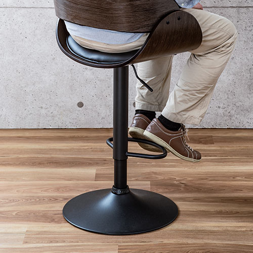 カウンターチェア バーチェア 幅広座面 天然木 ウォールナット PUレザー