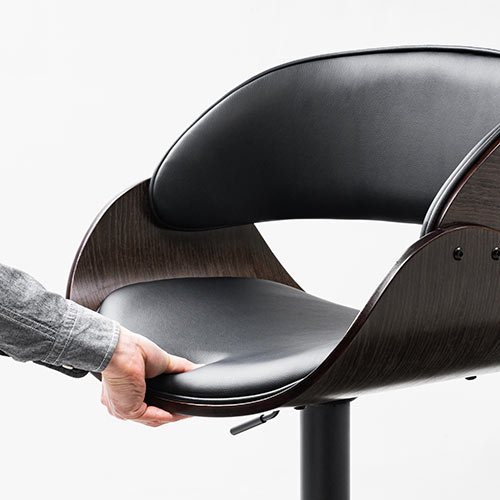 カウンターチェア バーチェア 幅広座面 天然木 ウォールナット PUレザー