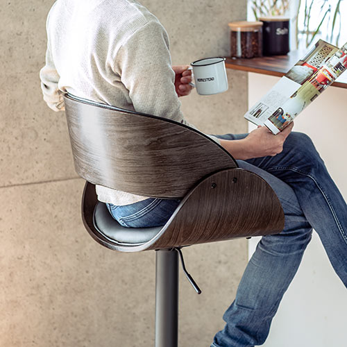 カウンターチェア バーチェア 幅広座面 天然木 ウォールナット PUレザー