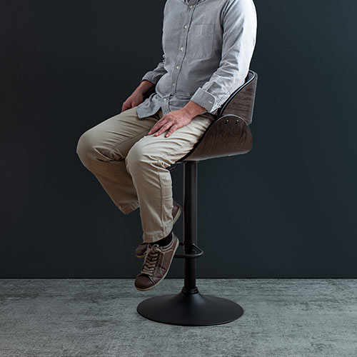 カウンターチェア バーチェア 幅広座面 天然木 ウォールナット PUレザー