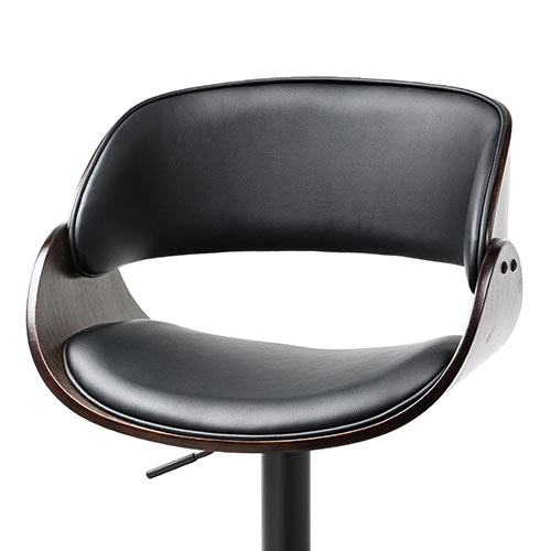 カウンターチェア バーチェア 幅広座面 天然木 ウォールナット PUレザー