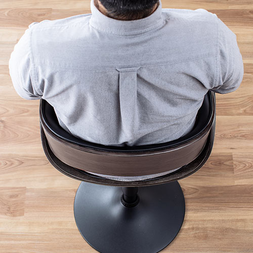 カウンターチェア バーチェア 幅広座面 天然木 ウォールナット PUレザー