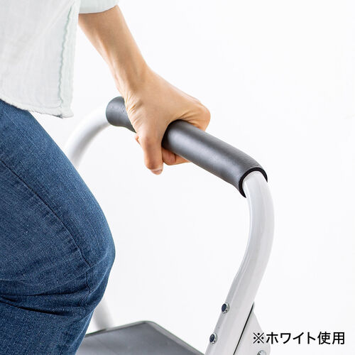 脚立（2段タイプ・踏み台・トラック荷台昇降・トラック昇降設備・ステップ・折りたたみ・滑り止め・持ち手・手すり付き・黒） SNCH046BK