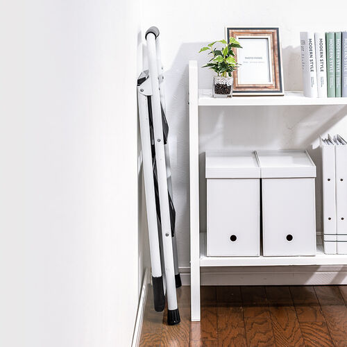 脚立（2段タイプ・踏み台・トラック荷台昇降・トラック昇降設備・ステップ・折りたたみ・滑り止め・持ち手・手すり付き・白） SNCH046W