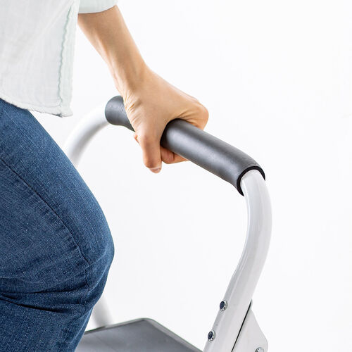 脚立（2段タイプ・踏み台・トラック荷台昇降・トラック昇降設備・ステップ・折りたたみ・滑り止め・持ち手・手すり付き・白） SNCH046W