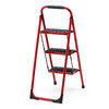脚立（踏み台・折りたたみ・滑り止め付き・持ち手付き・手すり付き・3段・レッド）