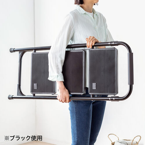 脚立（踏み台・折りたたみ・滑り止め付き・持ち手付き・手すり付き・3段・レッド）