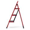 脚立（踏み台・折りたたみ・滑り止め付き・持ち手付き・手すり付き・3段・レッド）