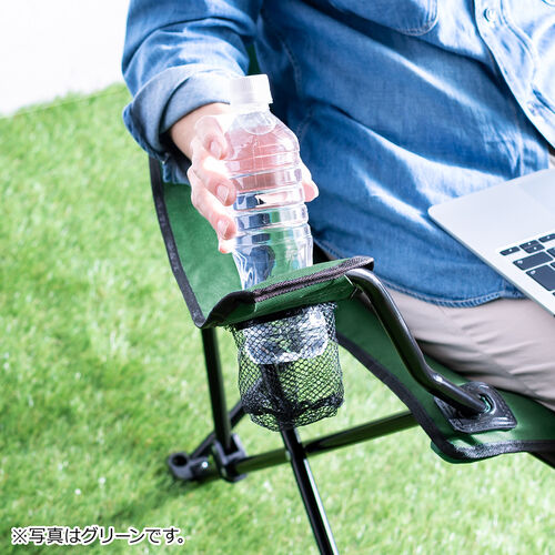 折りたたみチェア（キャンピングオフィスチェア・ワーケーション・アウトドア・カップホルダー付き・コンパクト収納・収納袋付き・ベージュ）