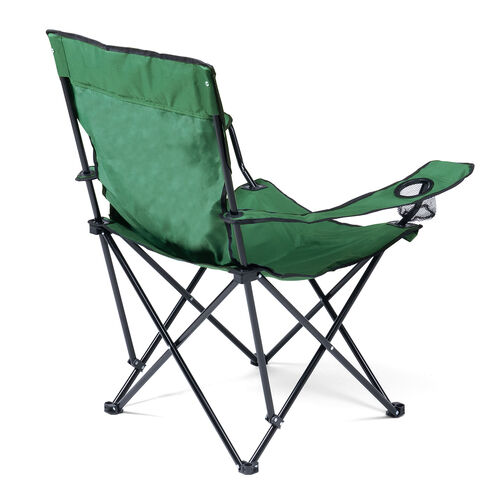 折りたたみチェア（キャンピングオフィスチェア・ワーケーション・アウトドア・カップホルダー付き・コンパクト収納・収納袋付き・グリーン）