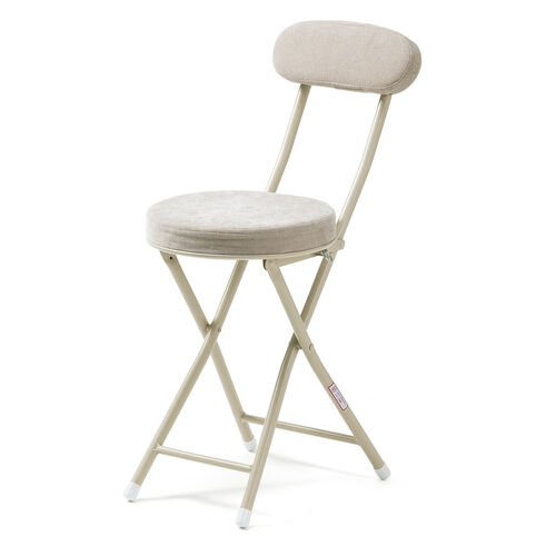 折りたたみチェア（コンパクト・軽量・クッション・パイプ・布・背もたれ・持ち運び・キッチン・スリム・完成品・テレワーク・ベージュ）
