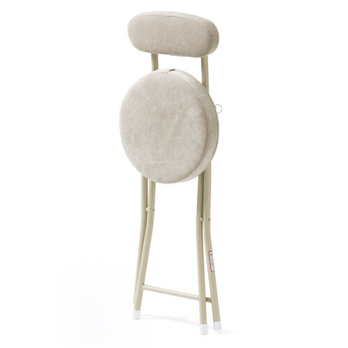 折りたたみチェア（コンパクト・軽量・クッション・パイプ・布・背もたれ・持ち運び・キッチン・スリム・完成品・テレワーク・ベージュ）