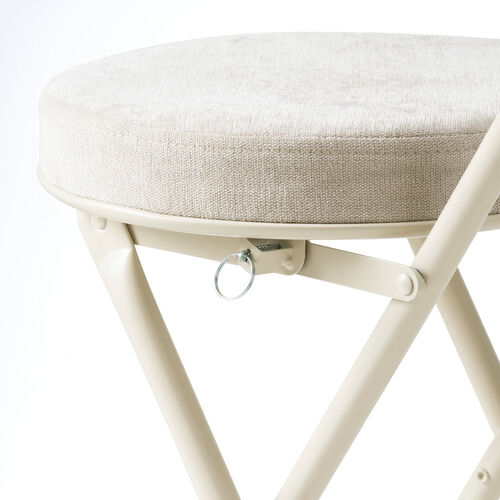 折りたたみチェア（コンパクト・軽量・クッション・パイプ・布・背もたれ・持ち運び・キッチン・スリム・完成品・テレワーク・ベージュ）