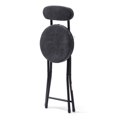 折りたたみチェア（コンパクト・軽量・クッション・パイプ・布・背もたれ・持ち運び・キッチン・スリム・完成品・テレワーク・ブラック）