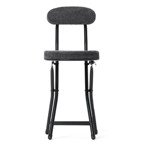 折りたたみチェア（コンパクト・軽量・クッション・パイプ・布・背もたれ・持ち運び・キッチン・スリム・完成品・テレワーク・ブラック）