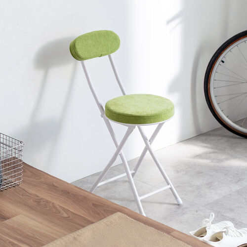 折りたたみチェア（コンパクト・軽量・クッション・パイプ・布・背もたれ・持ち運び・キッチン・スリム・完成品・テレワーク・グリーン）
