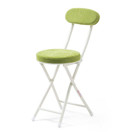 折りたたみチェア（コンパクト・軽量・クッション・パイプ・布・背もたれ・持ち運び・キッチン・スリム・完成品・テレワーク・グリーン）